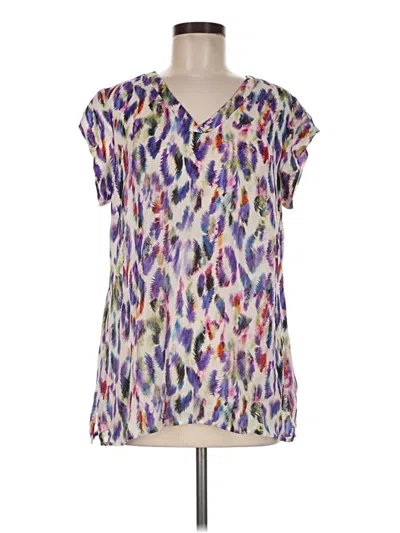 Pre-owned Cabi Short Sleeve Blouse In Purple