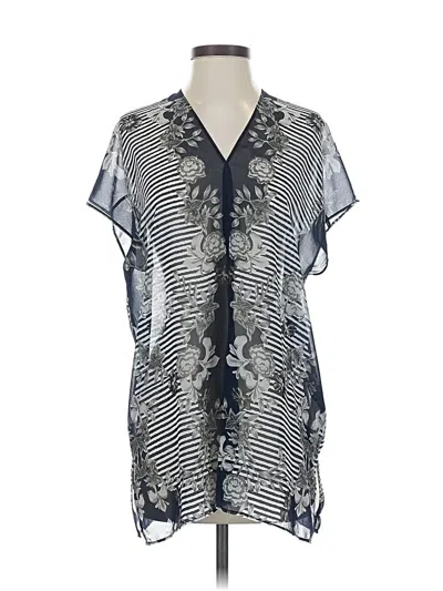 Pre-owned Cabi Short Sleeve Blouse In Silver