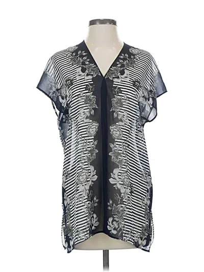 Pre-owned Cabi Short Sleeve Blouse In Silver
