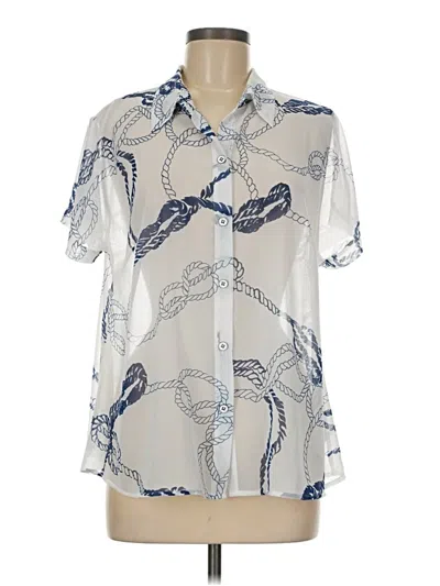 Pre-owned Cabi Short Sleeve Blouse In Silver