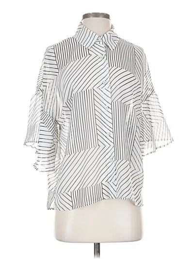 Pre-owned Cabi Short Sleeve Blouse In Silver