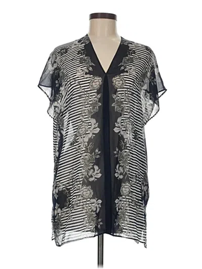 Pre-owned Cabi Short Sleeve Blouse In Silver