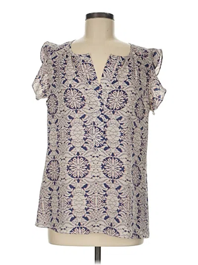 Pre-owned Cabi Short Sleeve Blouse In Silver