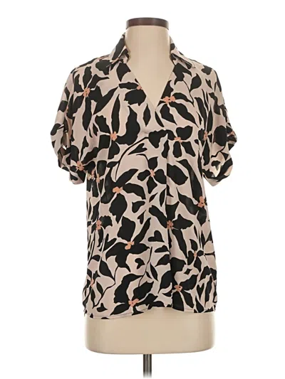 Pre-owned Cabi Short Sleeve Blouse In Tan