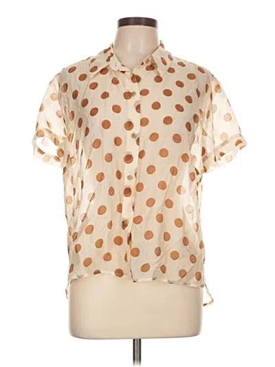 Pre-owned Cabi Short Sleeve Blouse In Tan