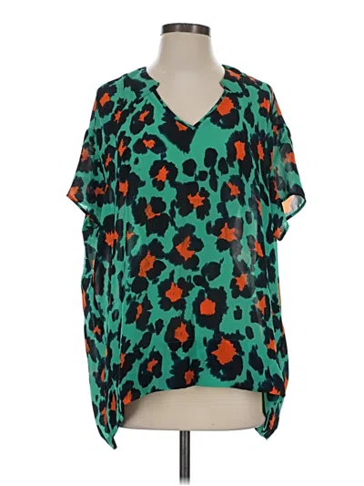 Pre-owned Cabi Short Sleeve Blouse In Teal