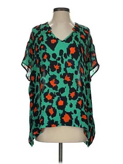 Pre-owned Cabi Short Sleeve Blouse In Teal