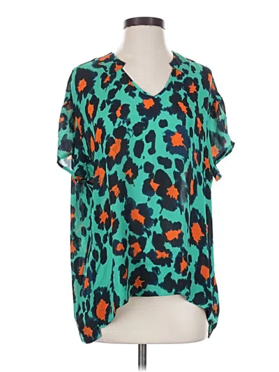 Pre-owned Cabi Short Sleeve Blouse In Teal