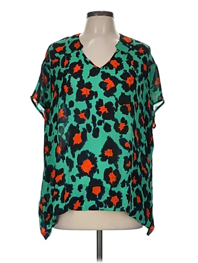 Pre-owned Cabi Short Sleeve Blouse In Teal