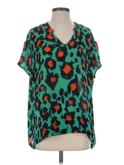 Pre-owned Cabi Short Sleeve Blouse In Teal