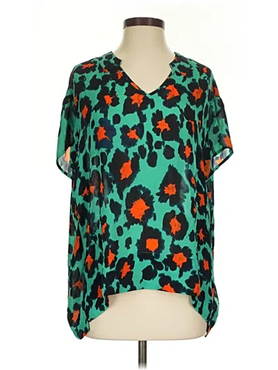 Pre-owned Cabi Short Sleeve Blouse In Teal