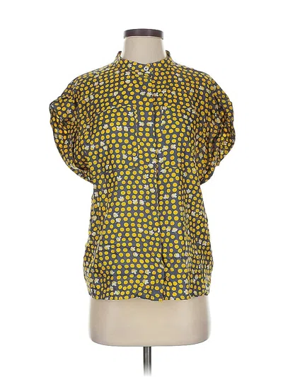 Pre-owned Cabi Short Sleeve Blouse In Yellow