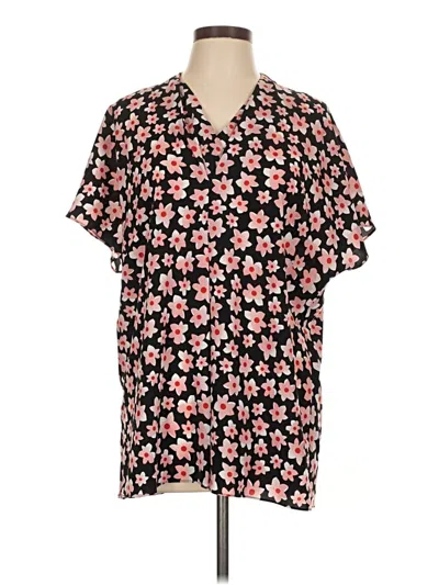 Pre-owned Cabi Short Sleeve Henley Shirt In Black