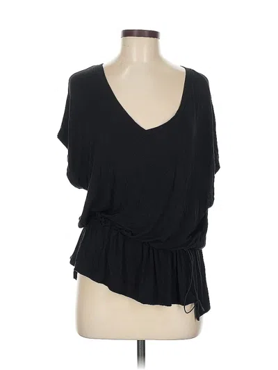 Pre-owned Cabi Short Sleeve Top Black Plunge Neckline Tops
