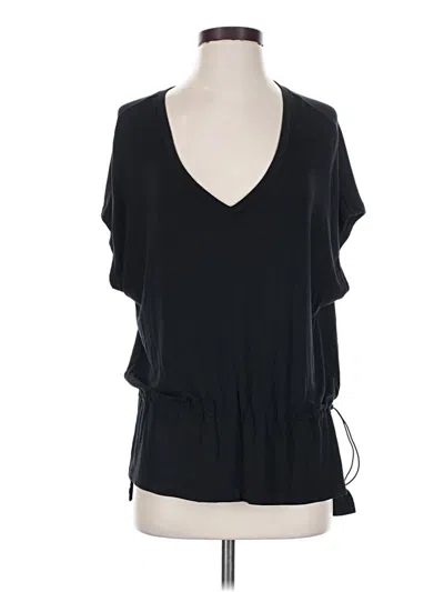 Pre-owned Cabi Short Sleeve Top Black Plunge Neckline Tops