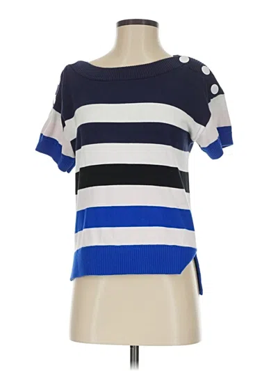 Pre-owned Cabi Short Sleeve Top Blue Boatneck Tops
