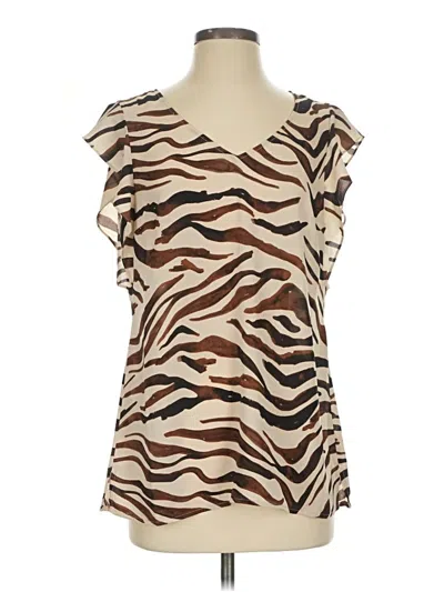 Pre-owned Cabi Short Sleeve Top Brown One Shoulder Neckline Tops