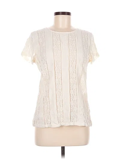 Pre-owned Cabi Short Sleeve Top Ivory Crew Neck Tops