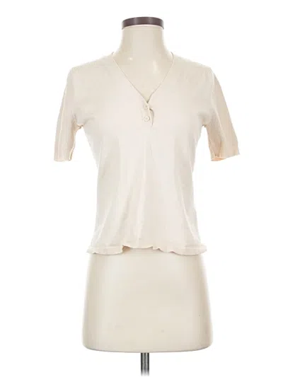 Pre-owned Cabi Short Sleeve Top Ivory Keyhole Neckline Tops