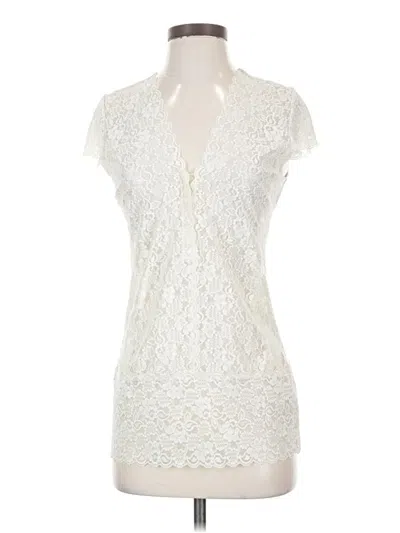 Pre-owned Cabi Short Sleeve Top Ivory Plunge Neckline Tops