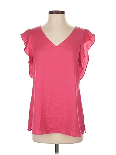 Pre-owned Cabi Short Sleeve Top Pink V Neck Tops
