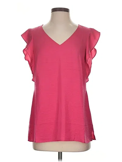 Cabi Short Sleeve Top Pink V-neck Tops