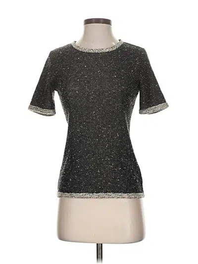 Pre-owned Cabi Short Sleeve Top Silver Crew Neck Tops