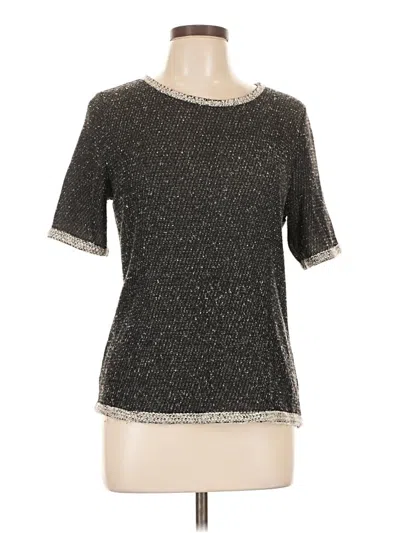 Pre-owned Cabi Short Sleeve Top Silver Crew Neck Tops