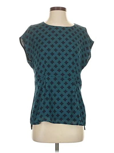 Pre-owned Cabi Short Sleeve Top Teal Boatneck Tops In Blue