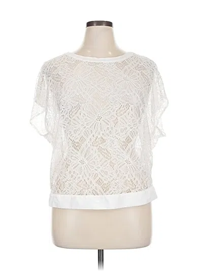 Pre-owned Cabi Short Sleeve Top White Boatneck Tops