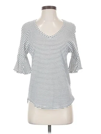 Pre-owned Cabi Short Sleeve Top White Stripes Pattern Scoop Neck Tops