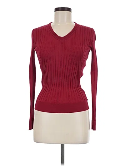 Pre-owned Cabi Silk Pullover Sweater In Burgundy