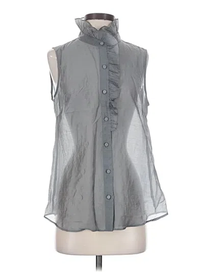Pre-owned Cabi Sleeveless Button Down Shirt In Gray