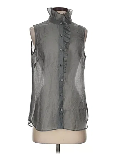Pre-owned Cabi Sleeveless Button Down Shirt In Gray