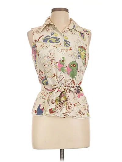 Pre-owned Cabi Sleeveless Button Down Shirt In Ivory
