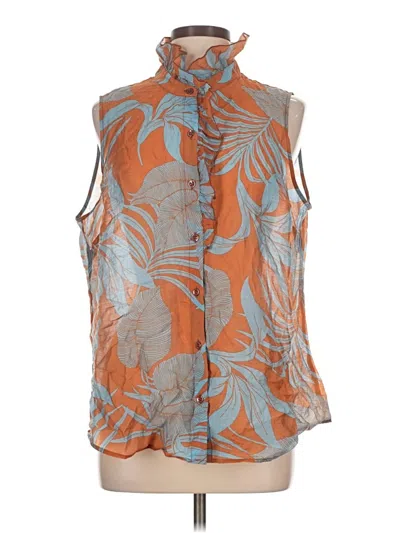 Pre-owned Cabi Sleeveless Button Down Shirt In Orange