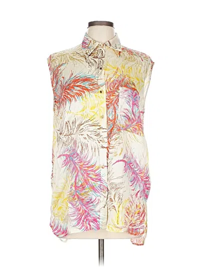 Pre-owned Cabi Sleeveless Button Down Shirt In Yellow