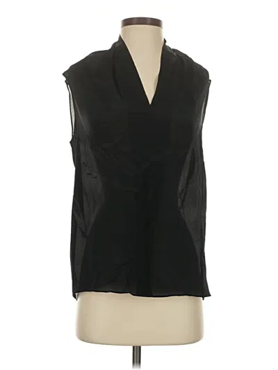 Pre-owned Cabi Sleeveless Silk Top Black Plunge Neckline Tops