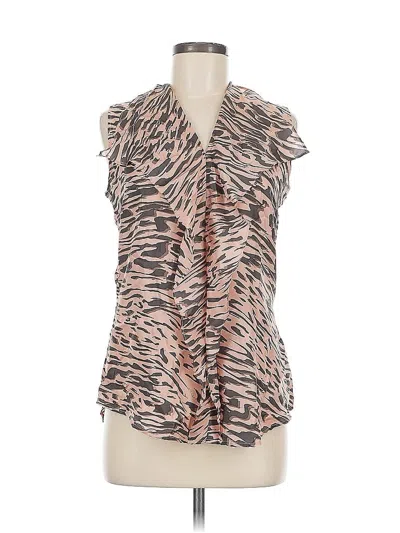 Pre-owned Cabi Sleeveless Silk Top Pink Animal Print Pattern Cowl Neck Tops