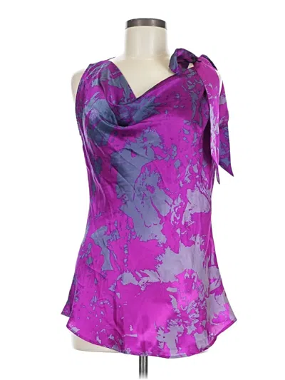 Pre-owned Cabi Sleeveless Silk Top Purple One Shoulder Neckline Tops