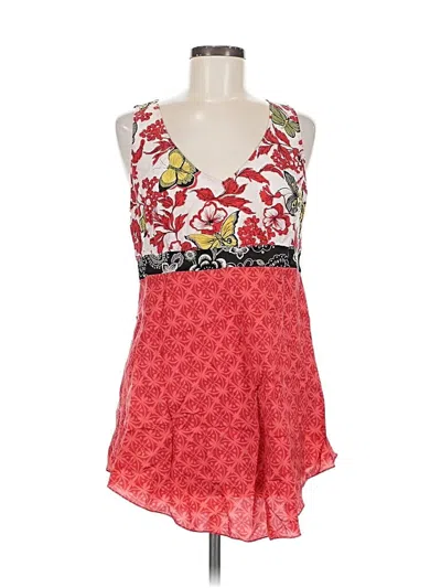 Pre-owned Cabi Sleeveless Silk Top Red Halter Neckline Tops