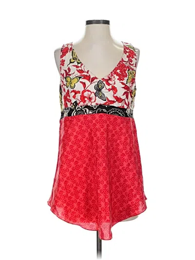 Pre-owned Cabi Sleeveless Silk Top Red Halter Neckline Tops