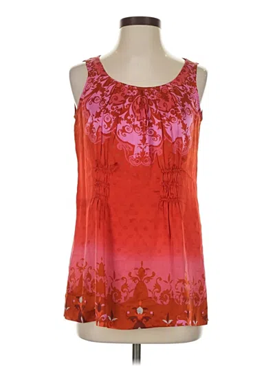Pre-owned Cabi Sleeveless Silk Top Red Scoop Neck Tops