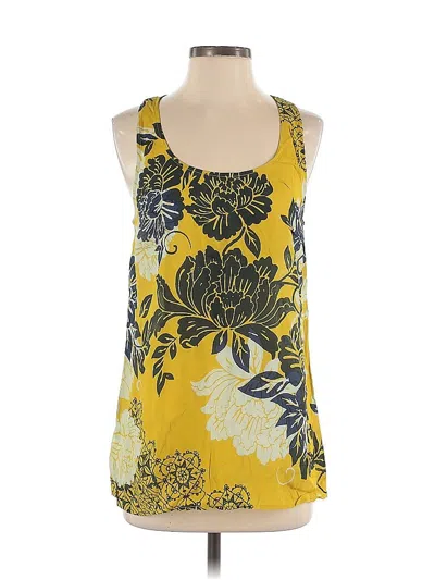 Pre-owned Cabi Sleeveless Silk Top Yellow Halter Neckline Tops