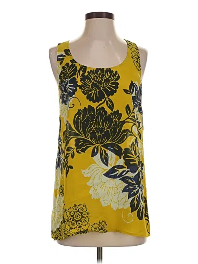 Pre-owned Cabi Sleeveless Silk Top Yellow Scoop Neck Tops
