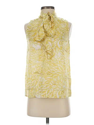 Pre-owned Cabi Sleeveless Silk Top Yellow Tie Neck Tops