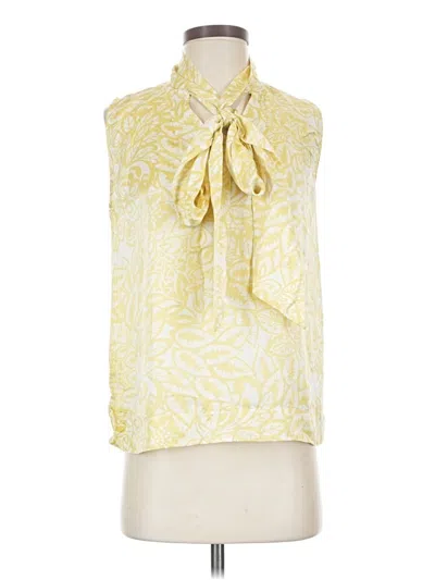 Pre-owned Cabi Sleeveless Silk Top Yellow Tie Neck Tops