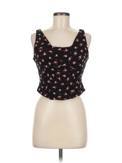 Pre-owned Cabi Sleeveless Top Black Floral Pattern Sweetheart Neckline Tops