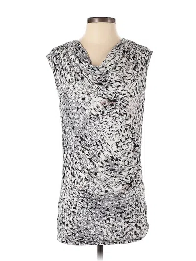 Pre-owned Cabi Sleeveless Top Silver Animal Print Pattern Cowl Neck Tops