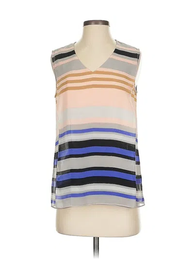 Pre-owned Cabi Sleeveless Top Tan V Neck Tops In Brown